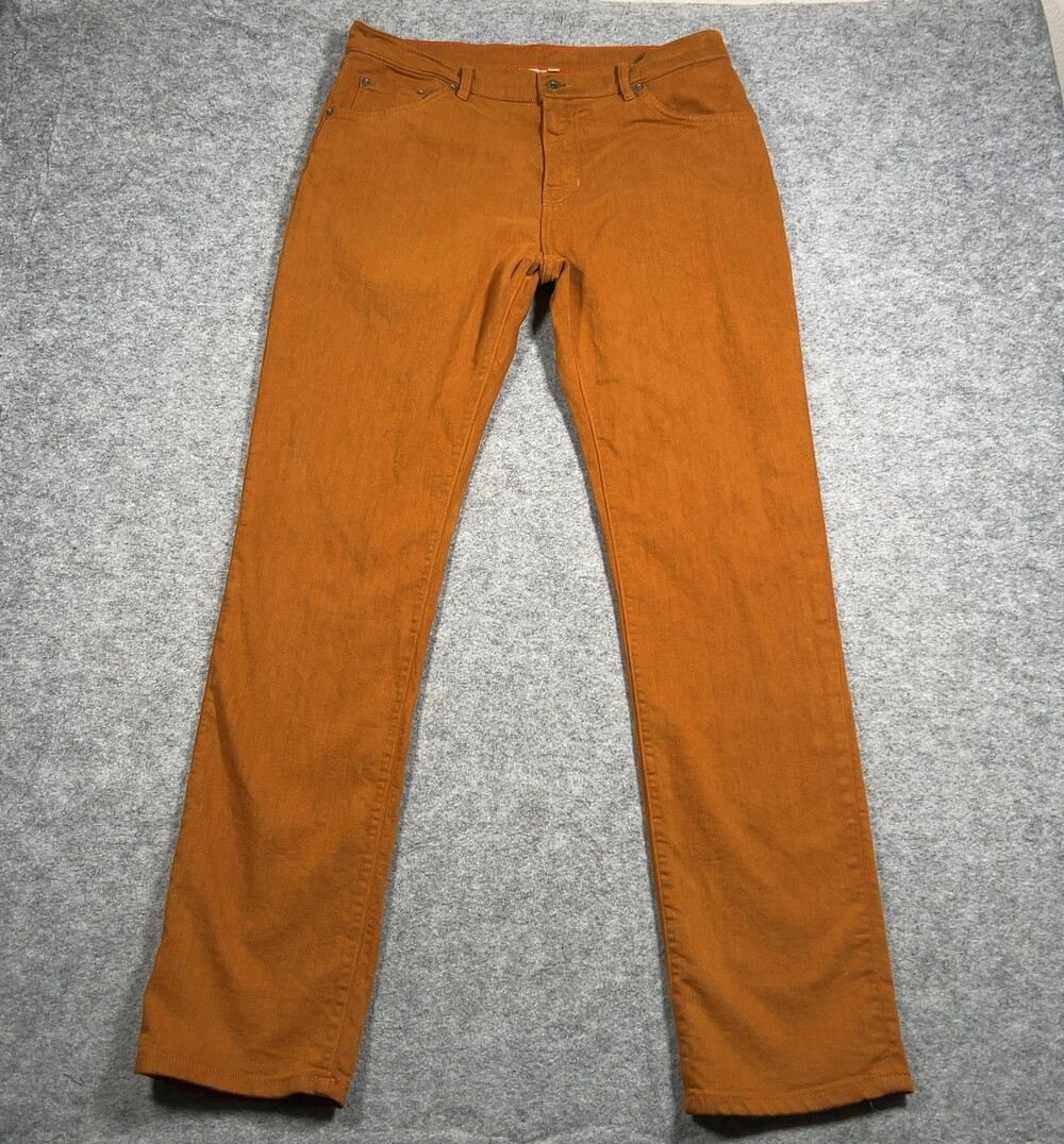 RALEIGH DENIM Jeans Mens 33 Rust Orange Straight Leg Cotton Handcrafted Casual